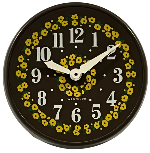Vintage Brown & Yellow Floral Wall Clock