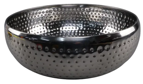 Silver Dimpled Metal Serving Bowl - Large