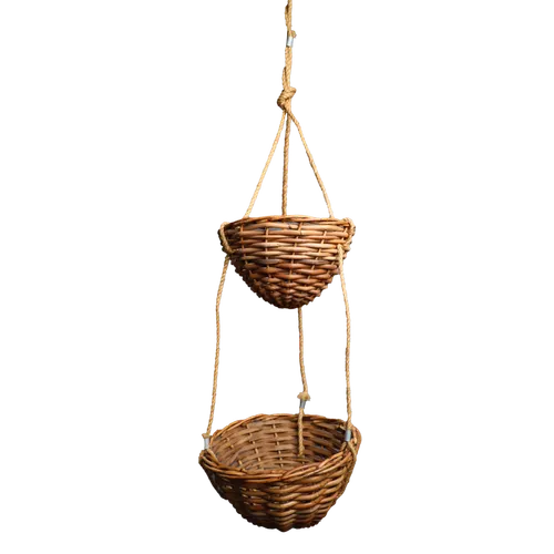 Double Decker Wicker Hanging Basket