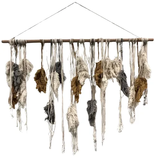 Neutral Textured Fabric & Tassel Wall Hanging