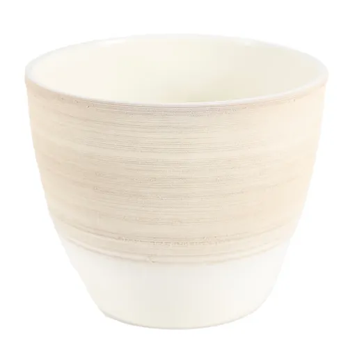 Beige Lines Ceramic Plant Pot