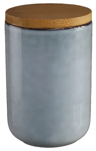 Cloudy Blue Skies Ceramic Canister With Wood Lid
