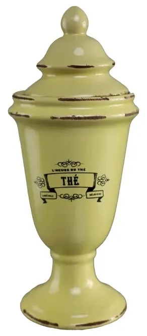 Naples Yellow Ceramic Canister Urn