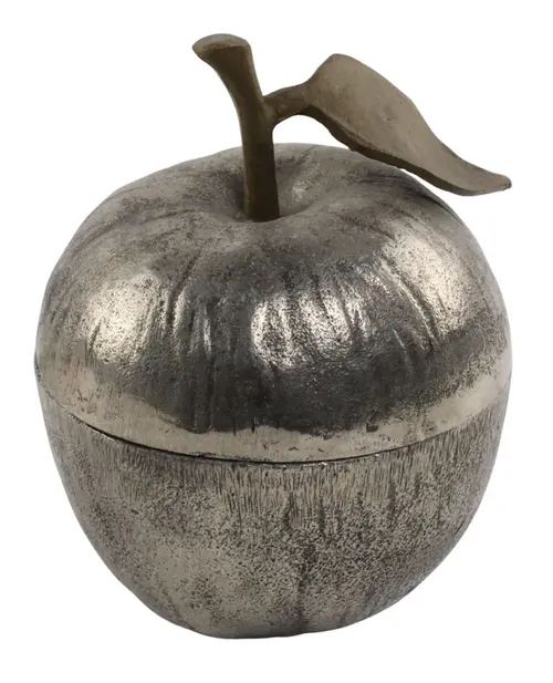 Nickel Plated Apple Honey Pot With Brass Leaf 