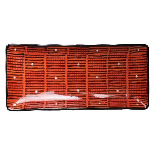 Orange Banded Rectangular Serving Dishs