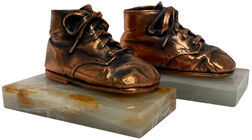Bronze Plated Baby Shoes On Marble Base