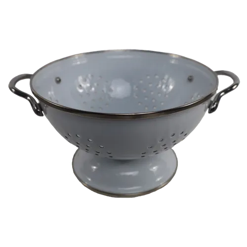Off White Colander With Silver Trim