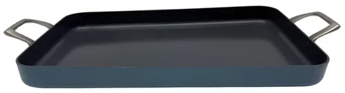 Blue Non Stick Double Burner Griddle Pan