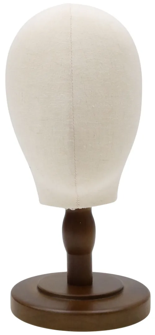 Fabric Mannequin Head On Wood Stand