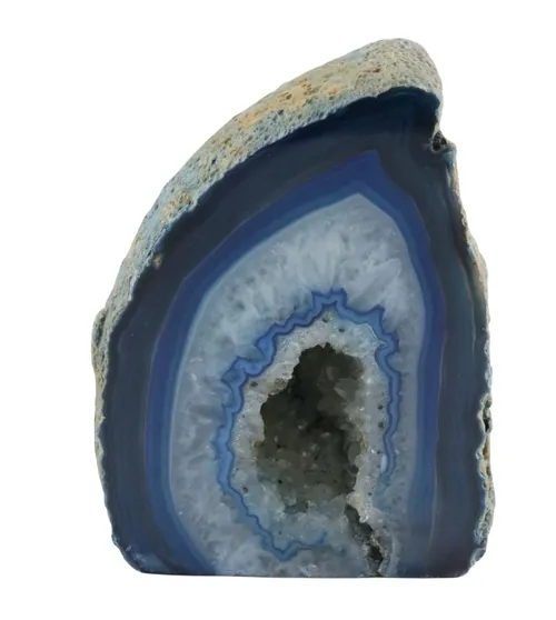 Polished Blue Agate Geode Specimen