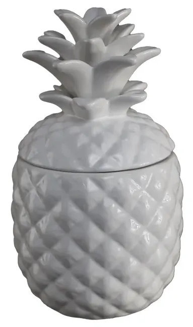 White Pineapple Ceramic Canister With Lid