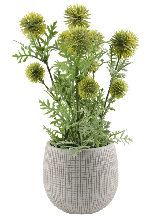 Artificial Onion Spray Plant In Stone Textured Pot