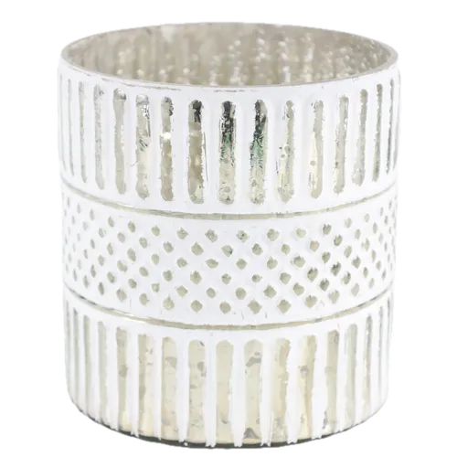 White & Mirror Pattern Glass Plant Pot