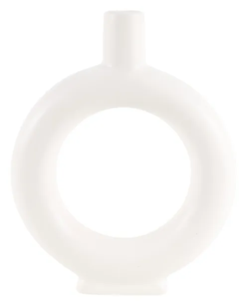 White Doughnut Ceramic Bud Vase