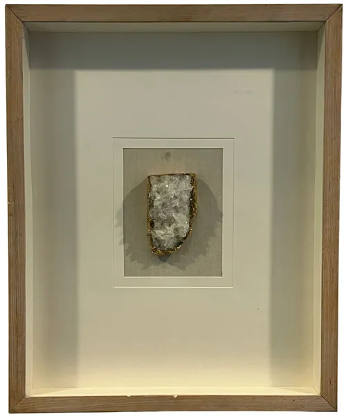 White Quartz Crystal In Wood Shadowbox Frame