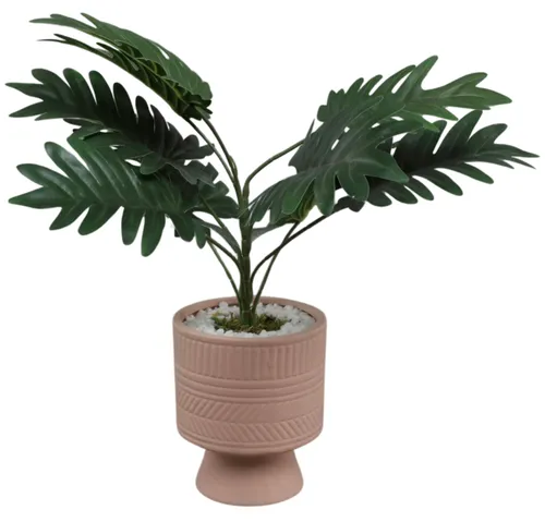 Artificial Palm Plant With Terracotta Pedestal Vase