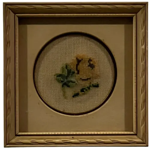 Rose Needlepoint In Gold Frame 