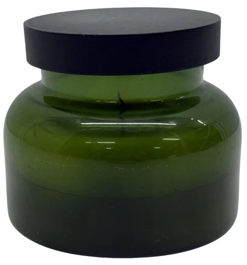 Clear Green Glass Jar Candle With Black Lid