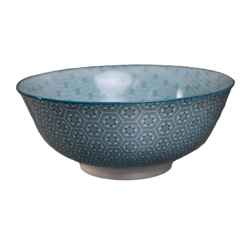 Pacific Blue Hexagon Pattern Serving Bowl