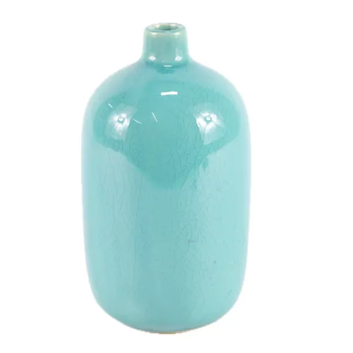 Oval Turquoise Ceramic Vase