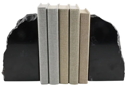Black Polished Granite Bookend Set