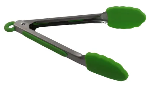 Metal Tongs With Green Tips