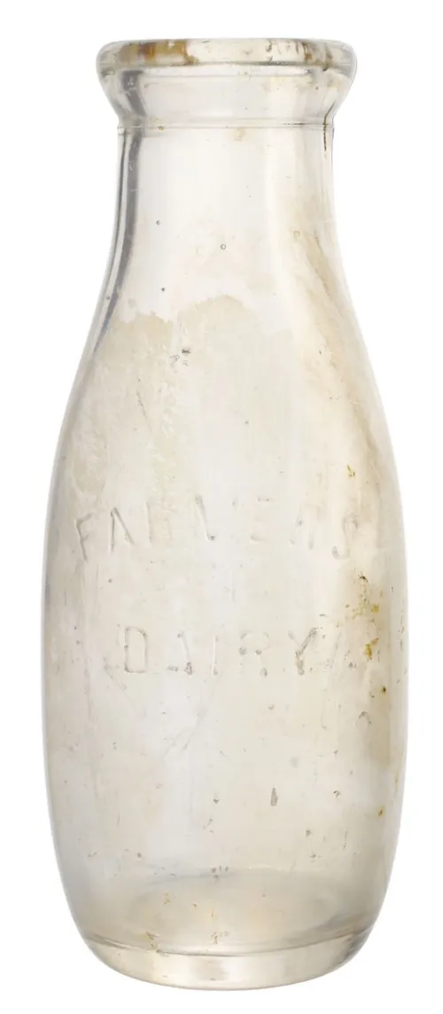 Antique Clear Glass Aged Dairy Milk Bottle