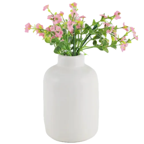 Twinspur Flowers In Mate White Ceramic Egg Vase