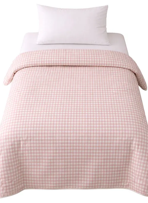Pink & White Gingham Duvet Cover - Single