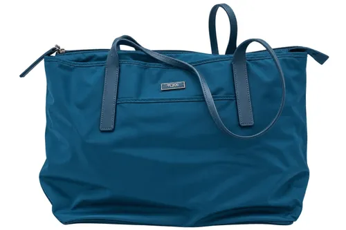 Large Teal Blue Nylon Tote Bag