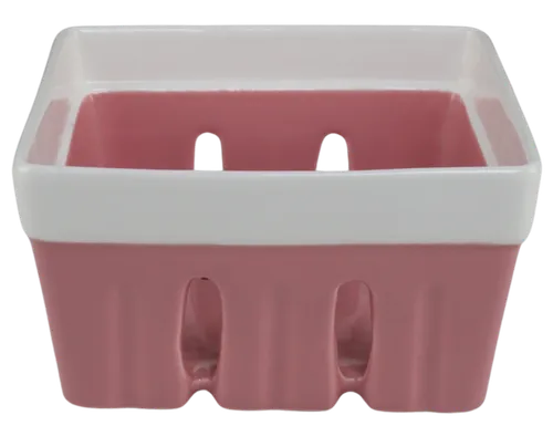 Pink & White Ceramic Berry Basket