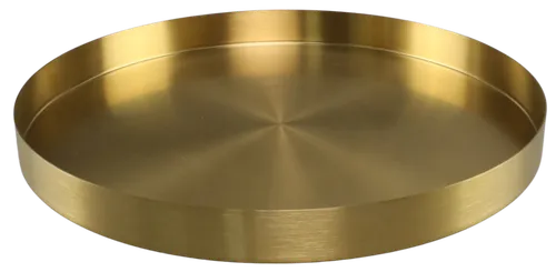 Brushed Gold Metal Round Serving Tray