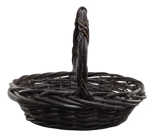 Black Wicker Basket With Handle