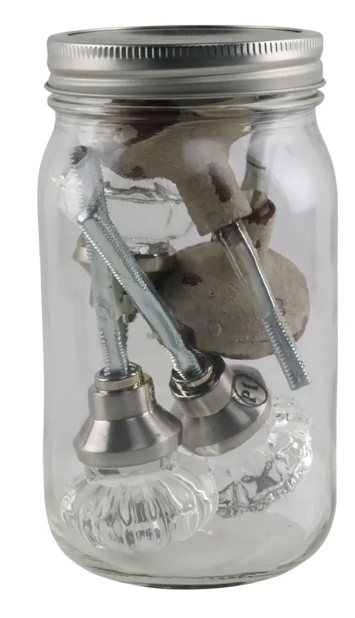 Clear Glass Jar With Clear & Rustic Door Knobs