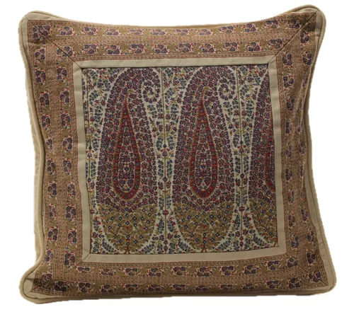 Beige & Wine Paisley Pattern Throw Pillow