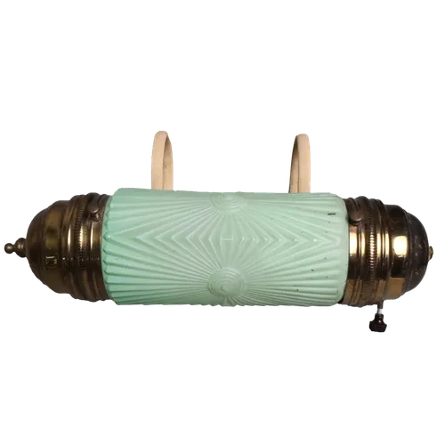 Vintage Brass & Arsenic Green Hanging Artwork Lamp