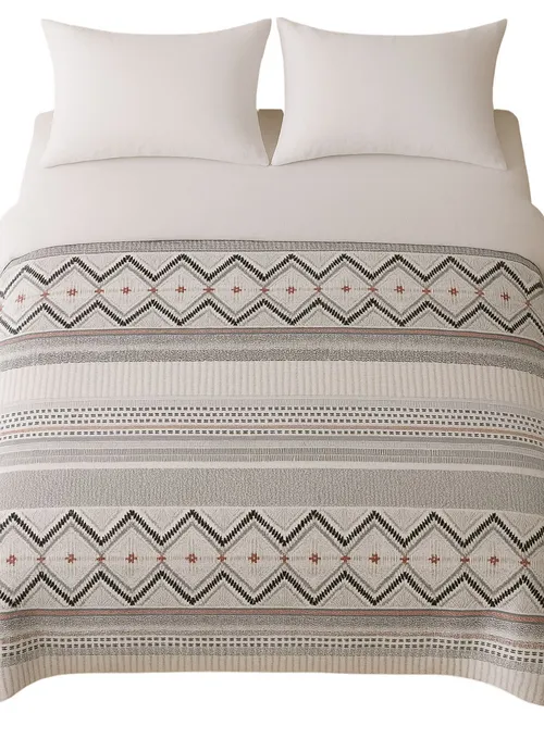 White & Cream Duvet Cover With Orange & Blue & Grey Diamond Patterns - Queen
