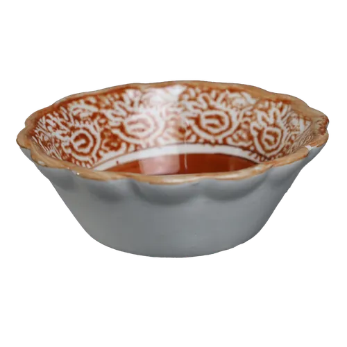 White & Brown Swirl Small Bowl