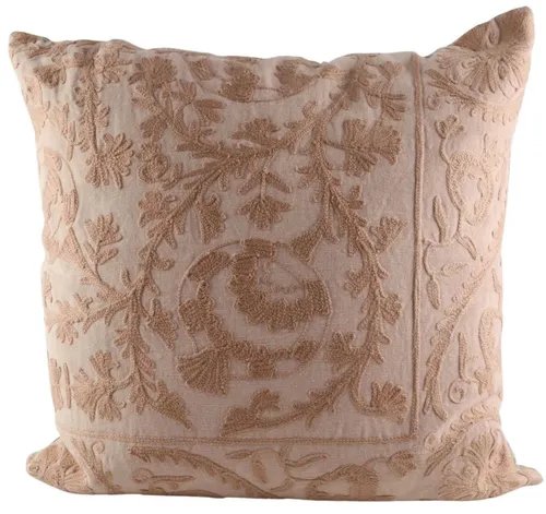 Light Pink Embroidered Throw Pillow