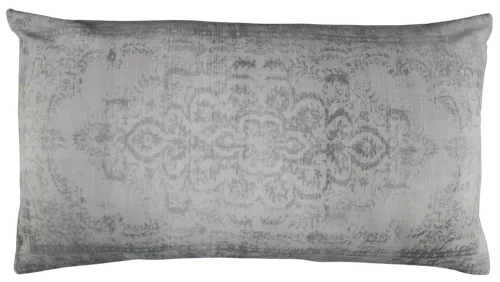 Cream & Distressed Silver Pattern Pillow