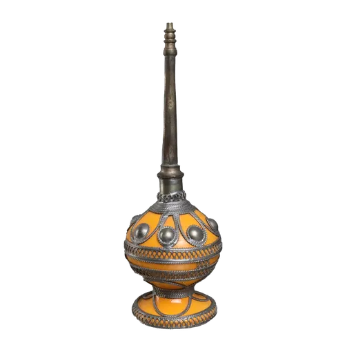 Decorative Orange Ceramic & Metalwork Oil Bottle
