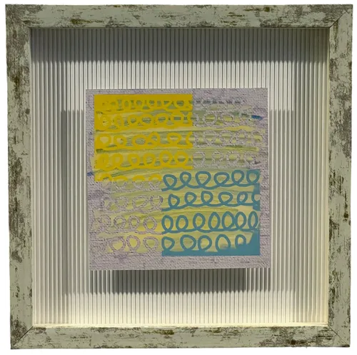 Floating Squiggle In Distressed White Frame