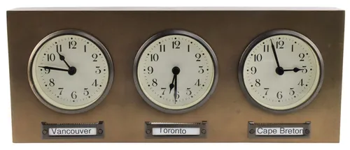 Matte Nickel 3 Time Zone Clock