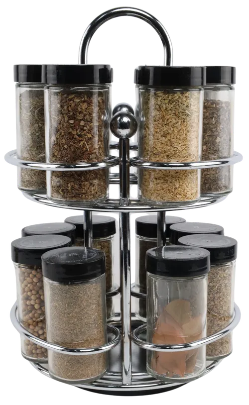 Round Silver Wire Rotating Spice Rack