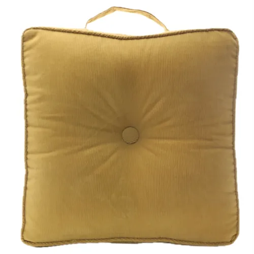  Solid Corduroy Ochre Yellow Floor Pillow With Handle
