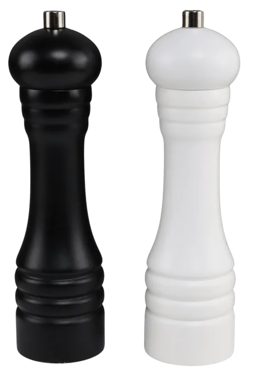 White & Black Wood Salt & Pepper Set