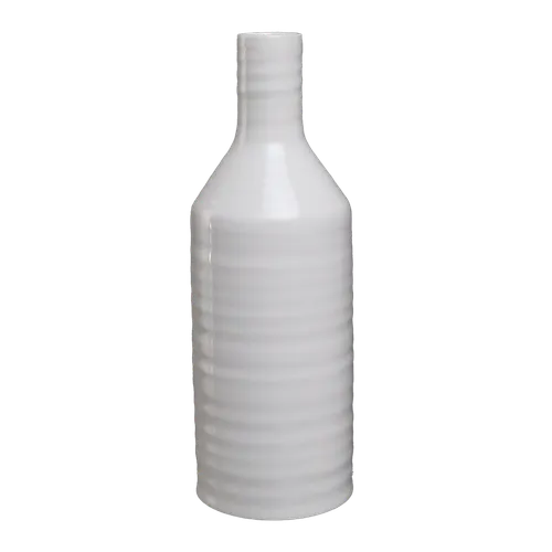 White Ribbed Ceramic Oil Bottle