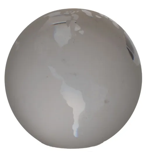 Frosted Glass World Globe Paperweight