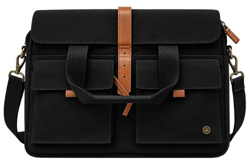 Black Canvas Briefcase / Messenger Bag