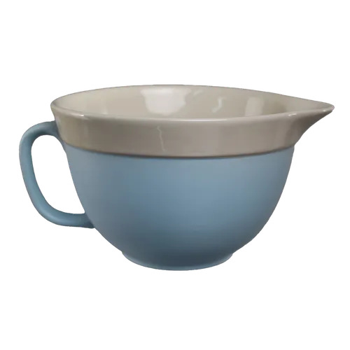 Carolina Blue With Cream Rim Ceramic Mixing Bowl With Spout